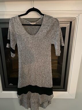 Hand Made in USA Art Deco Y2K Knit Linen Blend high Low Vasilka  Dress